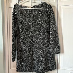 Boston Proper marled knit sweater  tunic with rhinestone shoulders - Size L